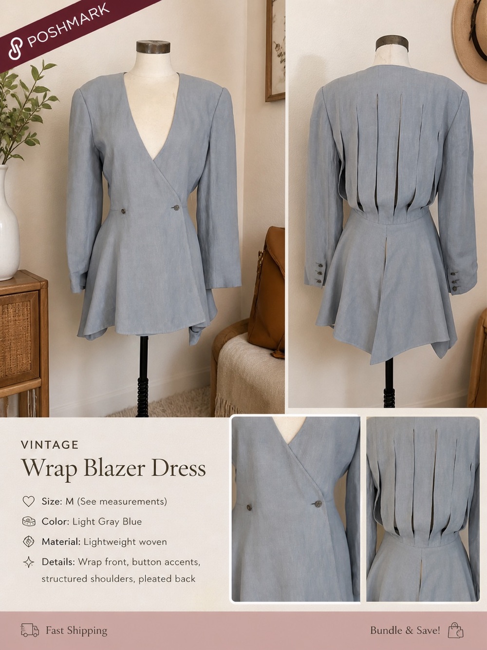 Claude, Montana, from Paris, beautiful wrapped dress blazer